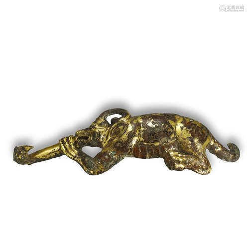 WARRING STATES PERIOD,GILT-BRONZE GARMENT HOOK