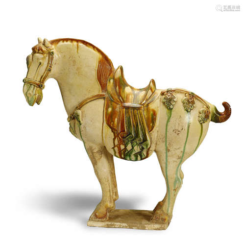 TANG DYNASTY,SANCAI-GLAZED POTTERY HORSE