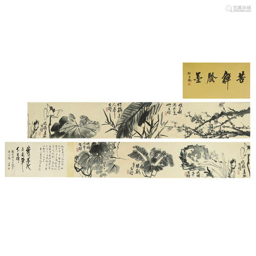 LI KUCHAN,CHINESE PAINTING AND CALLIGRAPHY HAND SCROLL PAINT...