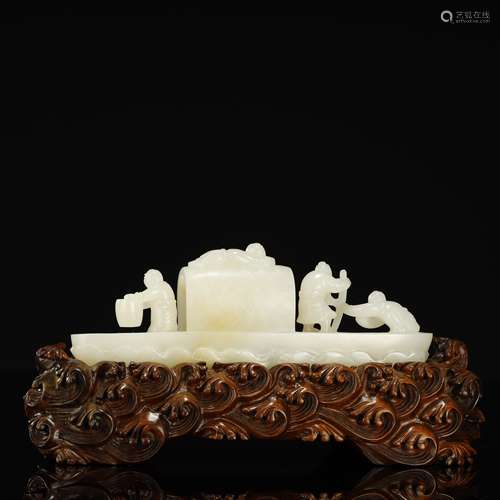 QING DYNASTY,HETIAN JADE CARVED ORNAMENT