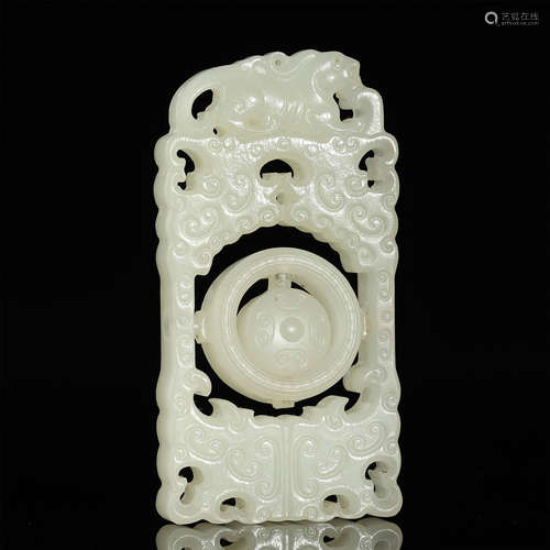 QING DYNASTY,HETIAN JADE CARVED PENDANT