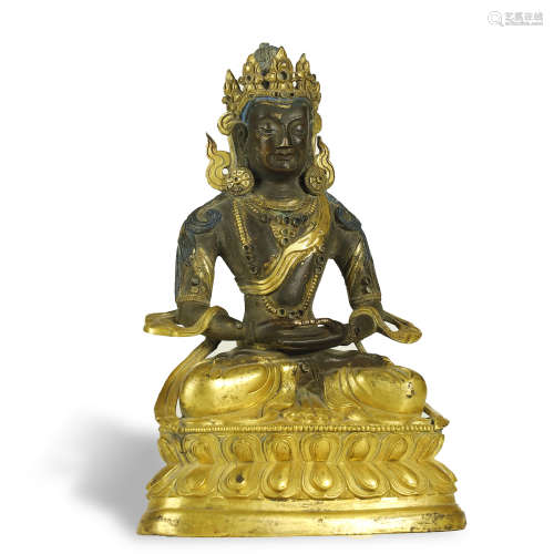 QING DYNASTY,GILT-BRONZE BUDDHA STATUE