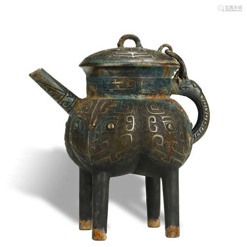 WARRING STATES PERIOD,A FINE BRONZE WINE VESSEL