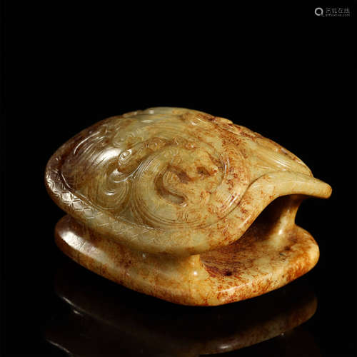 WARRING STATES PERIOD,RUSSET JADE CARVED TORTOISE SHELL