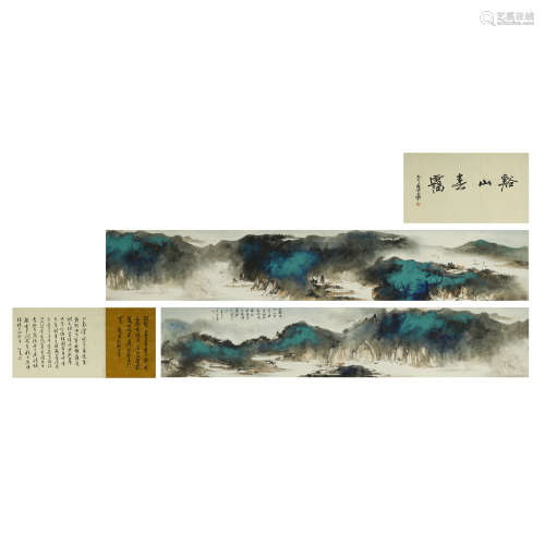 ZHANG DAQIAN,CHINESE PAINTING AND CALLIGRAPHY,HAND SCROLL PA...