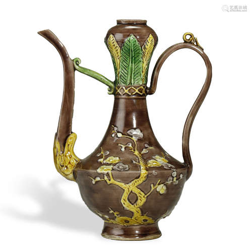 MING DYNASTY,A FINE RUSSET-GLAZED EWER