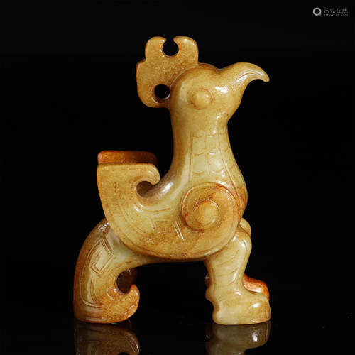 WARRING STATES PERIOD,RUSSET JADE CARVED PHOENIX ORNAMENT