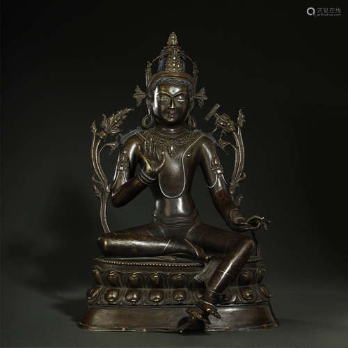 OLD TIBETAN ALLOY BRONZE BUDDHA STATUE,ABOUT 8th-12th CENTUR...