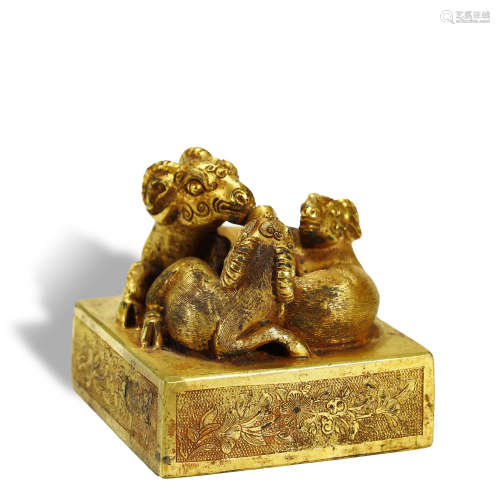 QING DYNASTY,GILT-BRONZE SEAL