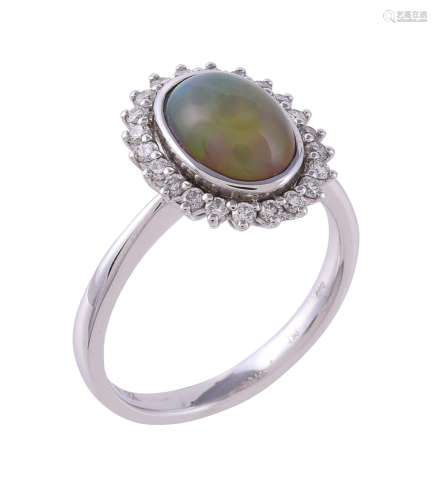 An opal and diamond cluster dress ring