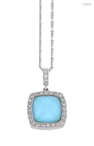 A blue Crystal Haze and diamond pendant by Stephen Webster