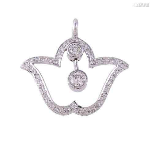 A diamond lotus flower pendant
