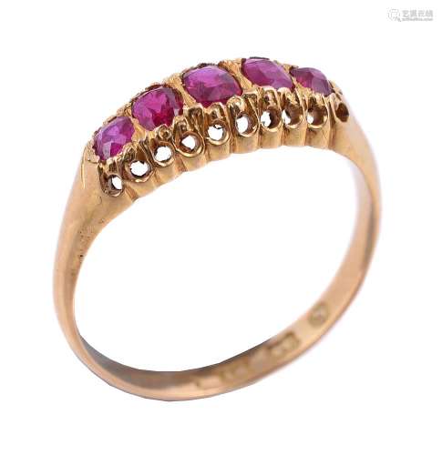 An 18 carat gold Victorian five stone ruby ring