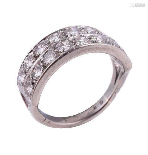 A diamond two row ring