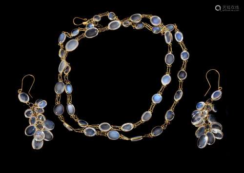 A moonstone necklace and earrings