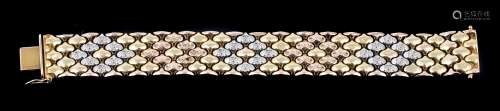 An Italian three colour broad bracelet by Gino Marchiori