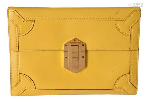 Hermes, a yellow leather clutch bag