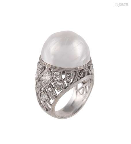 A diamond and mabé pearl dress ring