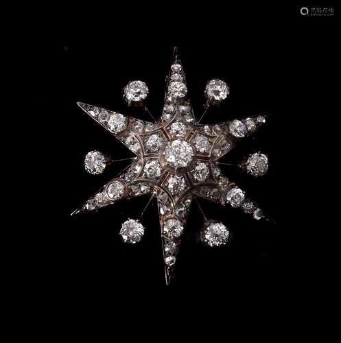 A late Victorian diamond star brooch/pendant