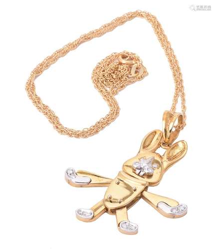 A novelty rabbit pendant on chain