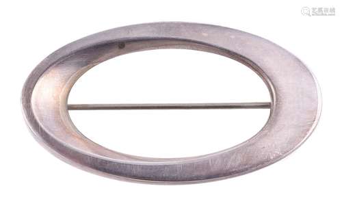 A silver oval brooch by Hans Hansen for Georg Jensen