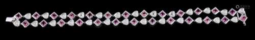 A diamond and pink tourmaline bracelet