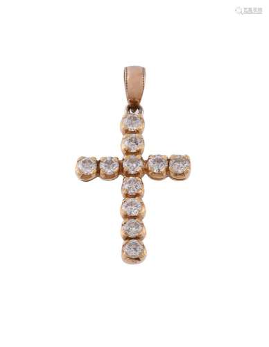 A diamond set cross pendant
