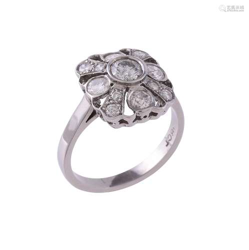 A diamond panel ring