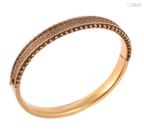 A mid 19th century gold Etruscan style bangle