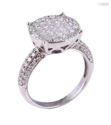 A diamond cluster dress ring