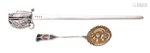 A Victorian Scottish silver novelty sword letter opener by H...