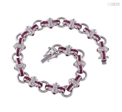 A ruby and diamond bracelet