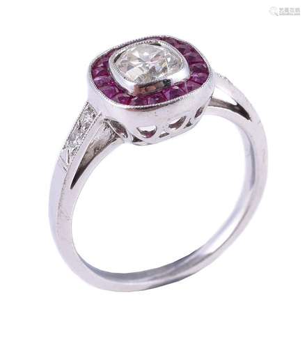 A diamond and ruby cluster ring