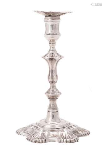 A George III cast silver candlestick by Ebenezer Coker