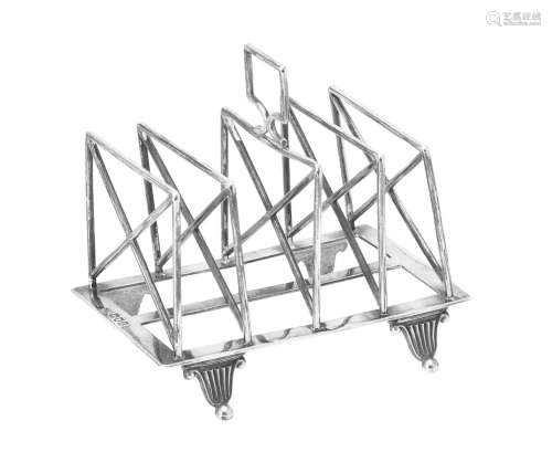 An Edwardian silver four division toast rack by William Hutt...