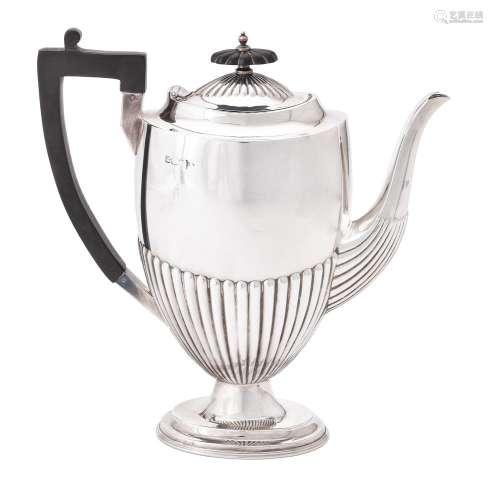 A late Victorian silver half gadrooned coffee pot by Walker ...