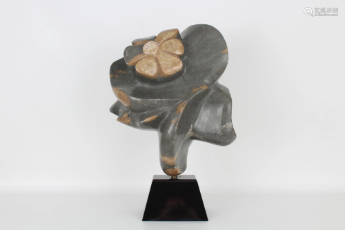 Chera, Large Carved Stone Floral Sculpture