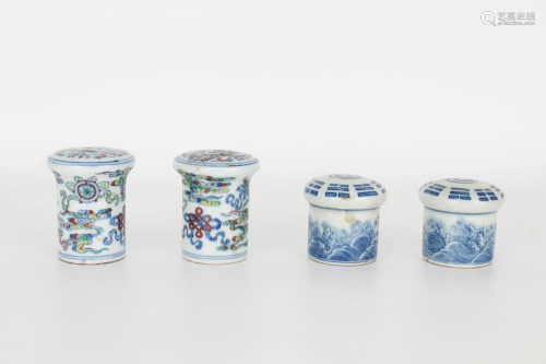(2) Pairs of Chinese Porcelain Scroll Ends
