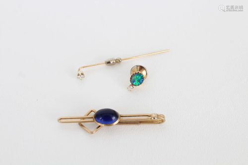 (3) Assorted Diamond Tie Pins/Clips