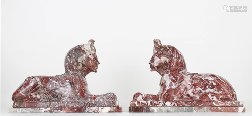 (2) Carved Marble Egyptian Figures