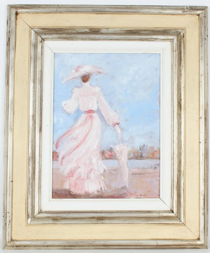 Signed, 20th C. Painting of an Elegant Woman