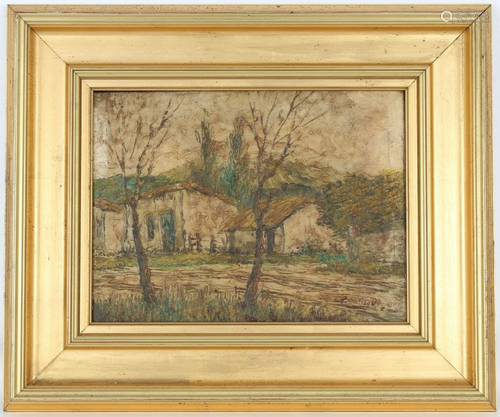 Signed, Early 20th C. Impressionist Village Scene