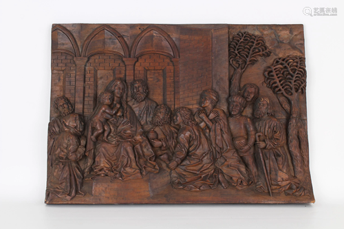 Antique Carved Wood European Nativity Scene