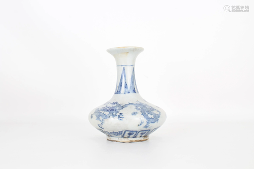 Chinese Blue & White Dragon Vase, Kangxi Mark