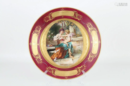 Antique Royal Vienna Porcelain Dish, Signed