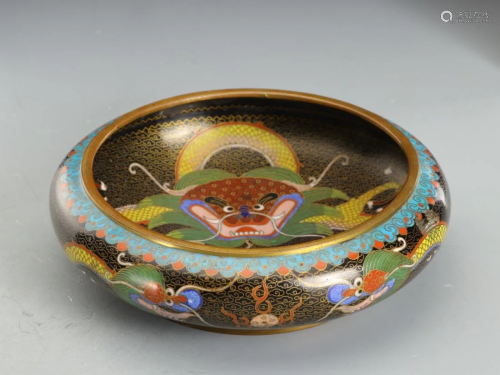 A CLOISONNE ENAMELED 'DRAGON' WATER POT