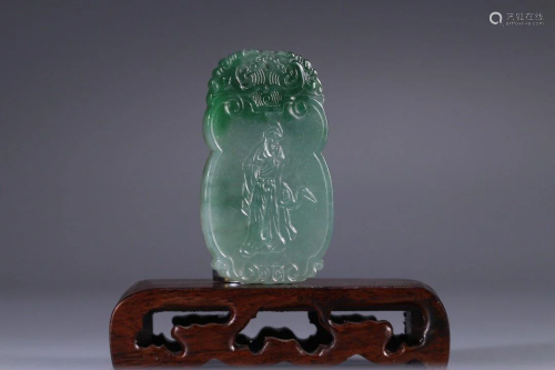 A JADEITE CARVING 'FIGURE' PLAQUE