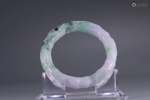 CHINESE JADEITE CARVING 'BAMBOO JOINT' BRACELET