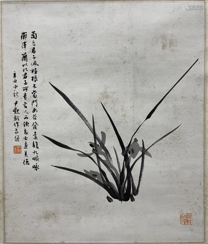 A CHINESE INK PAINTING OF ORCHID, SHEN YINMO