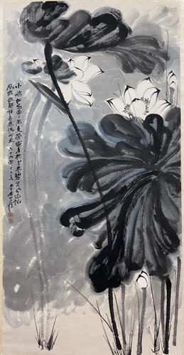 A CHINESE PAINTING OF LOTUS, CHANG DAI-CHIEN